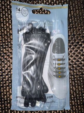 Men's Black Elastic No-Tie Lacing System - Pack of 14
